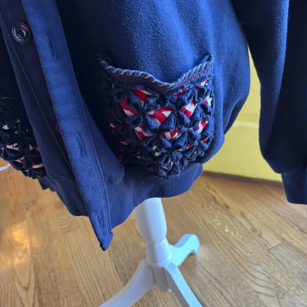 Jerzees women’s‎ one size fits most Navy red American cardigan vintage